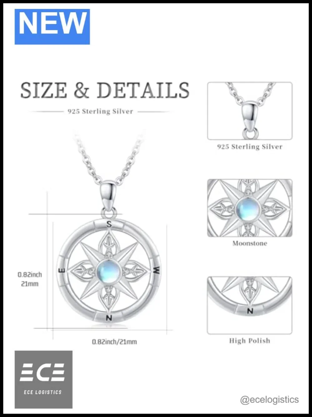 925 Sterling Silver Celtic Pendant Necklace Love Heart Compass Skull Design